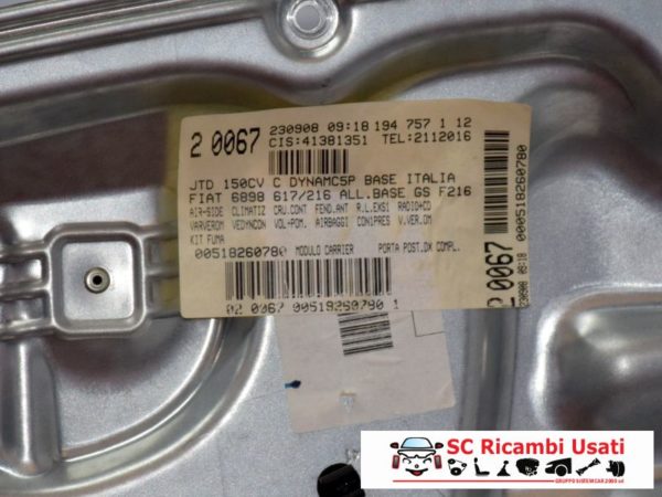 PANNELLO ALZAVETRO POSTERIORE DESTRO DX FIAT CROMA 71740202