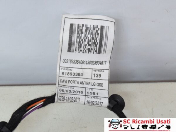 Cablaggio Porta Anteriore Sinistra Fiat New Panda 51893364