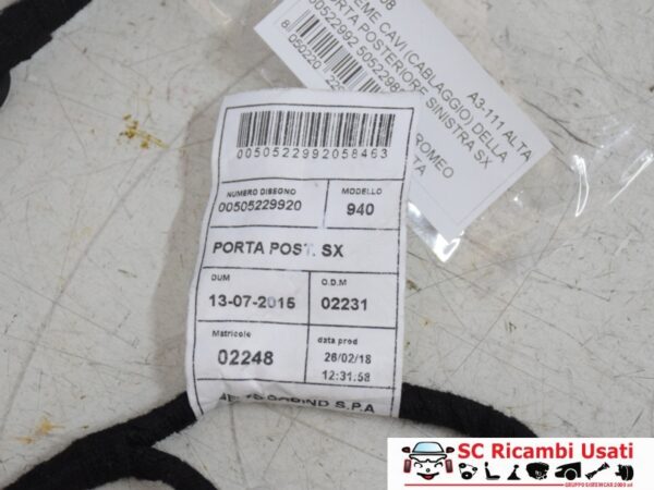 Cablaggio Porta Posteriore Sx Alfa Romeo Giulietta 50522992 50522988