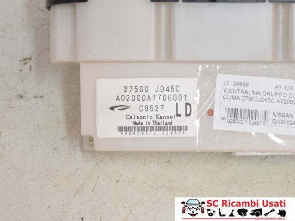 Centralina Comandi Clima Nissan Qashqai J10 27500JD45C A02000A7706001