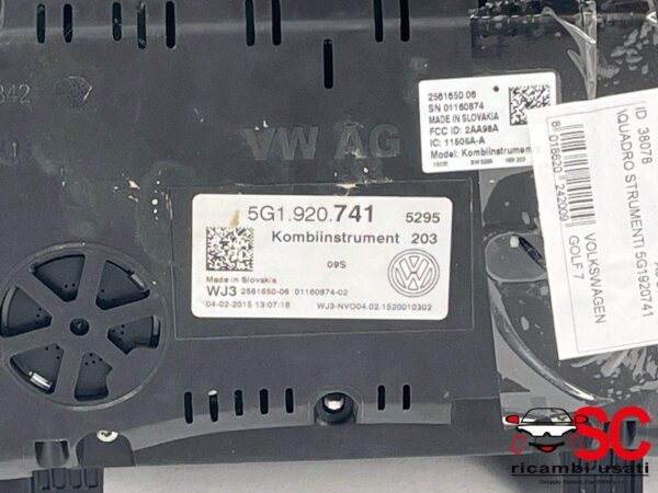 Quadro Strumenti Volkswagen Golf 7 5G1920741